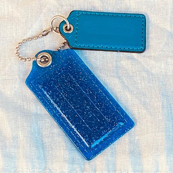 Coach Blue Glitter Large Acrylic Hangtag and Patent Leather Tag Set - Picture 7 of 7
